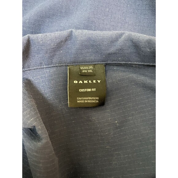 Oakley Jacket Snap Front Pockets Size 2XL Navy Blue READ - Picture 3 of 6